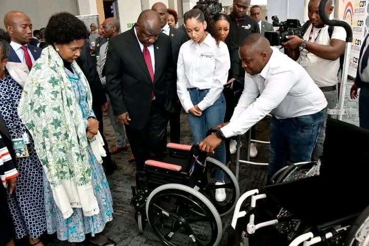 President Cyril Ramaphosa inspecting the Ruby Wheelchair